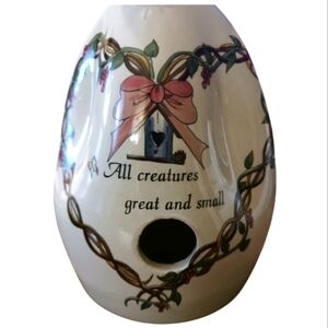 Vintage Yesteryears Pottery Birdhouse Marshall  Hand Turned Floral 80's 90's